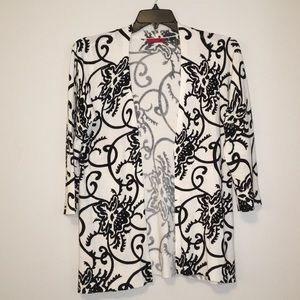 RED label b/w swirl design open front cardigan